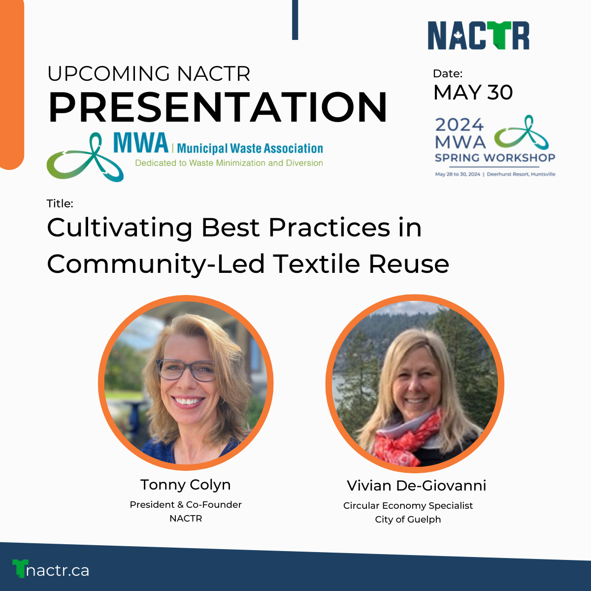 Tonny Colyn and Vivian De-Giovanni will be representing NACTR at this year’s MWA Spring Workshop